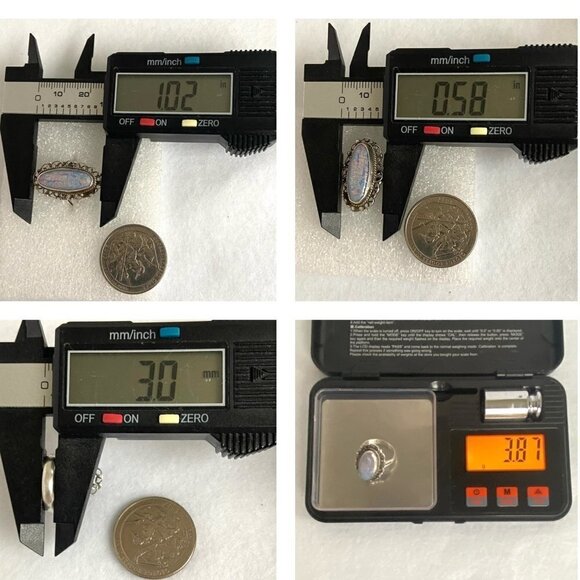 VTG Sterling Silver 925 Elongated Foil Opal Filigree Scrollwork Ring Sz 4.75 - Picture 10 of 16